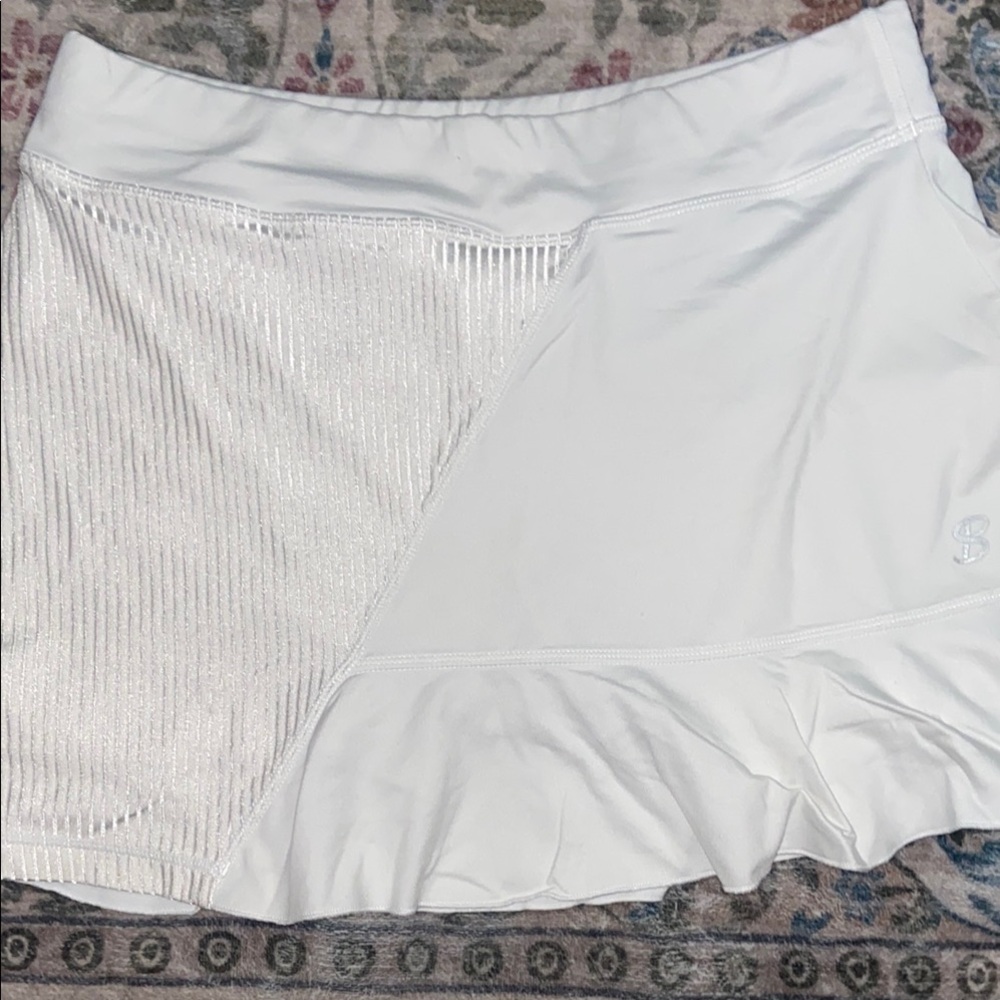 Sofibella White Asymmetrical Ribbed Mini Skirt Wrap Style